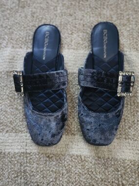 BCBGeneration Women's Velvet Slide Mules in Charcoal